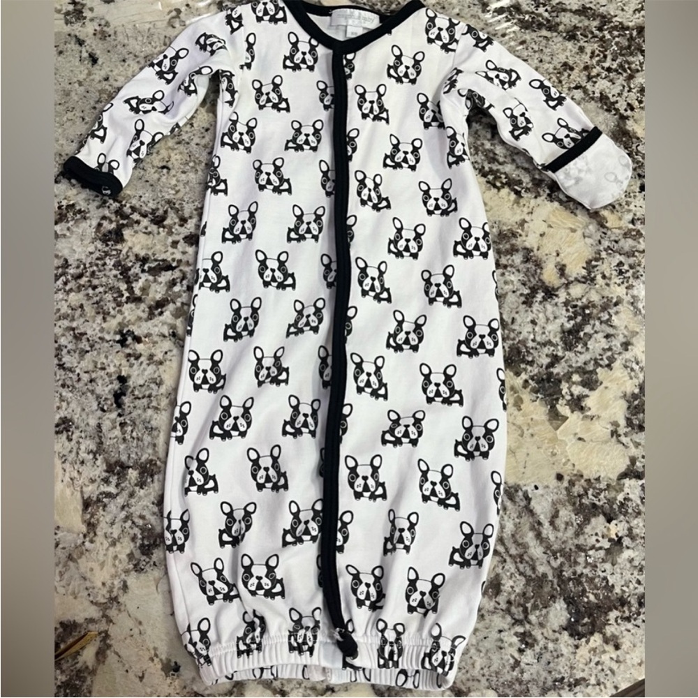 Adorable Black and White Dog Print Onesie/ Gown